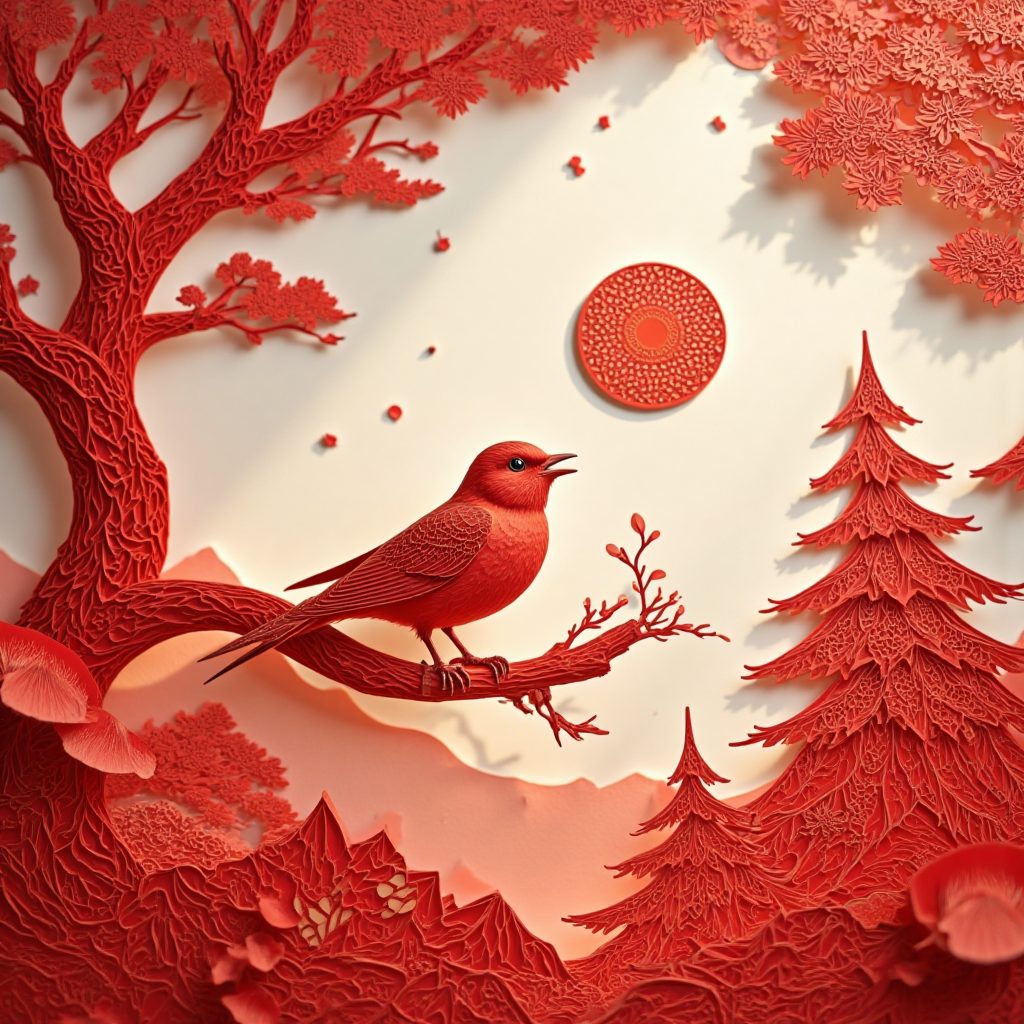 逍遥游 剪纸风插画 一