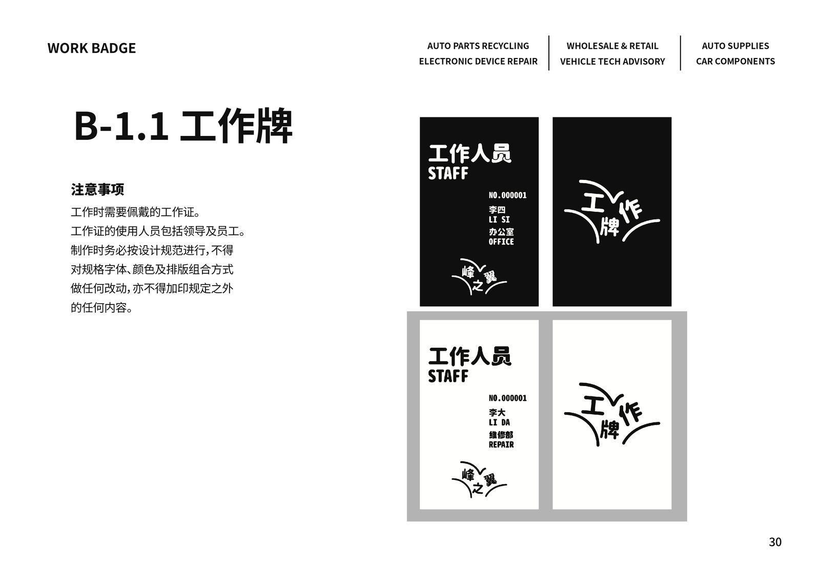 B-1.1 工作牌